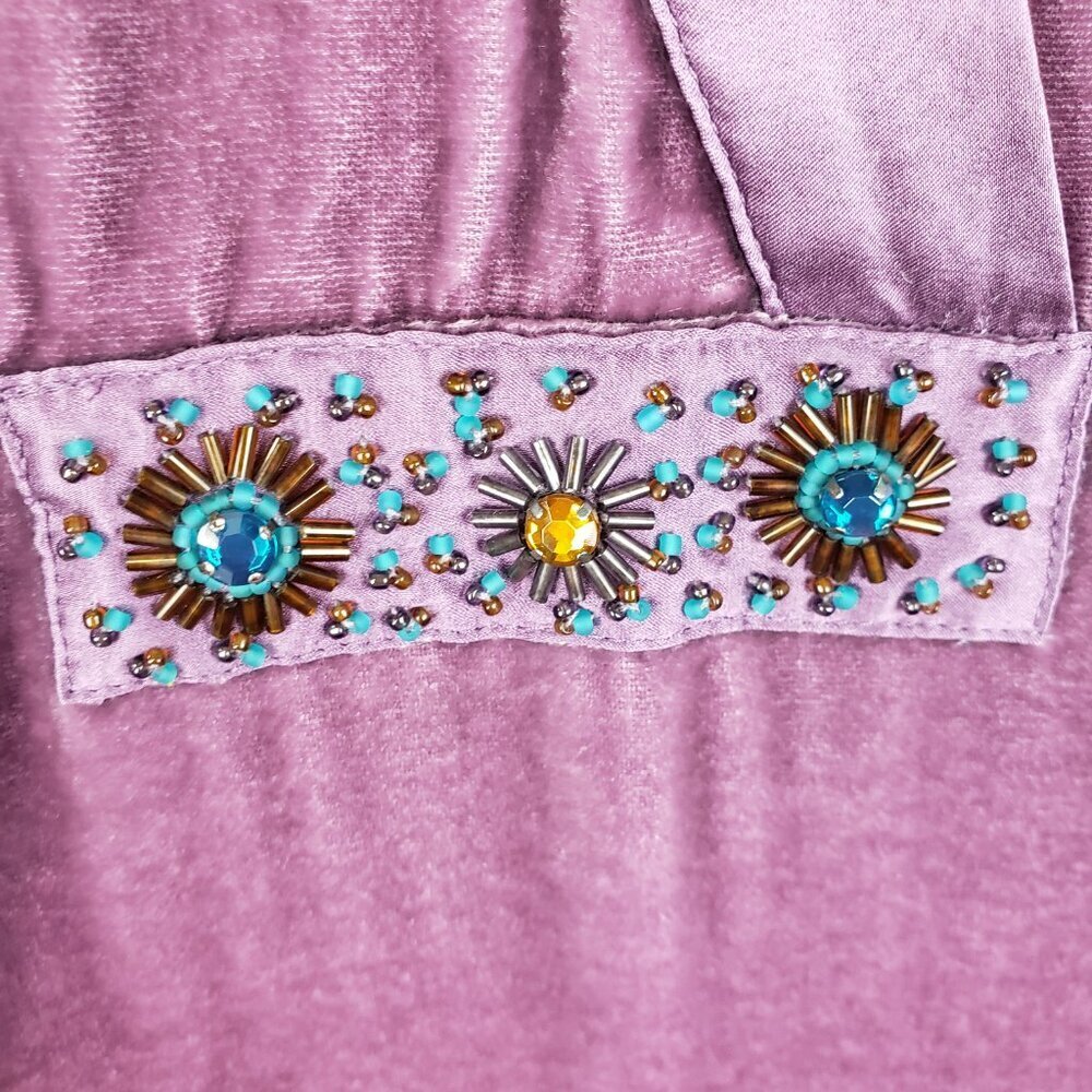 J Jill Purple Velvet Surplice Empire Top L Romantic Renaissance Vintage Blouse - Picture 6 of 11